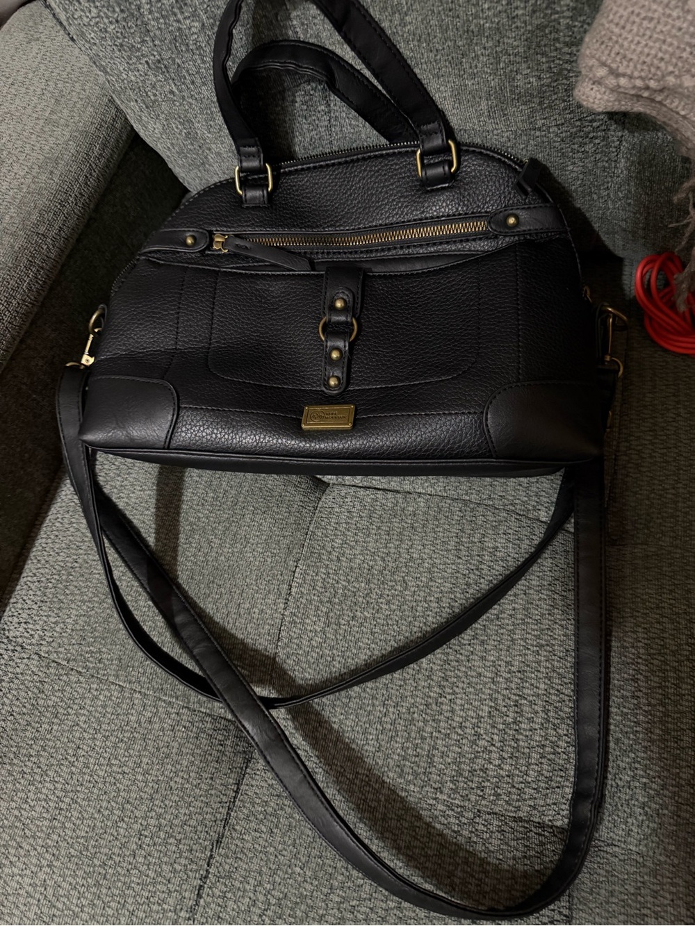 Black Leather Satchel Handbag - Classic Women's Bag